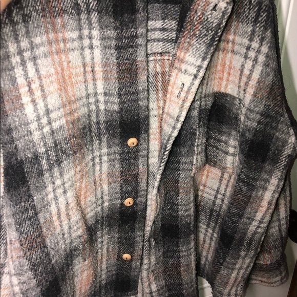 Southern Exposure Shacket Flannel Gray and Orange Large - Picture 4 of 5